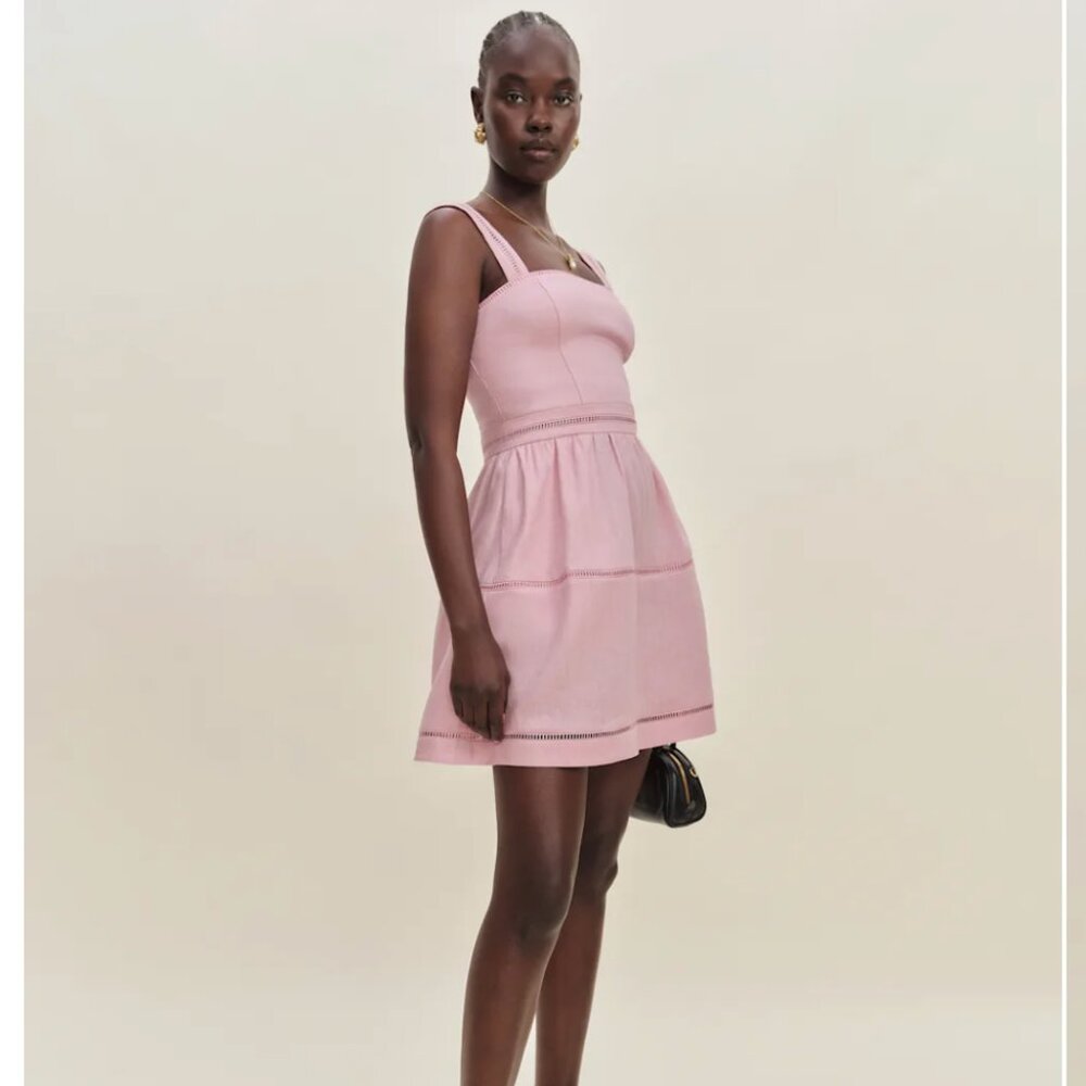 Reformation Everett Mini Linen Dress in Babygirl